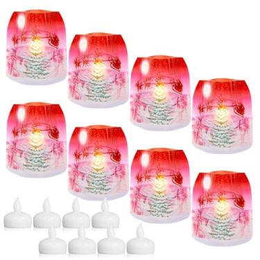 Imagem de MODGY Lanternas luminárias castiçais decorativas para ambientes internos e externos, lanternas para decoração de mesa central de casamento, pátio externo, com velas de LED flutuantes sem chama, pacote