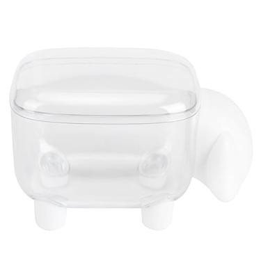 Imagem de CUOFYUNL Bonito desenho animado papelaria cotonete maquiagem caixa de armazenamento de algodão organizador de suporte (cordeiro branco)