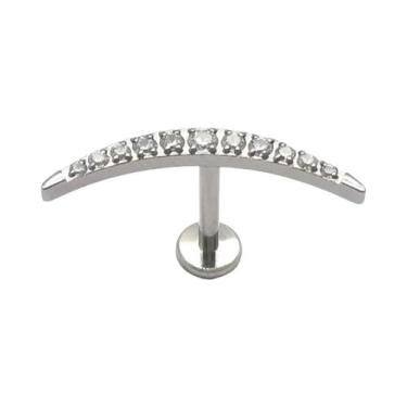 Imagem de Brinco De Titânio Em Forma De Lua Crescente Com CZ Pavê Para Cartilage
