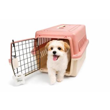 Imagem de Caixa Para Transporte De Pet Com Porta De Aço Nº2 Rosa - Mimos Pet