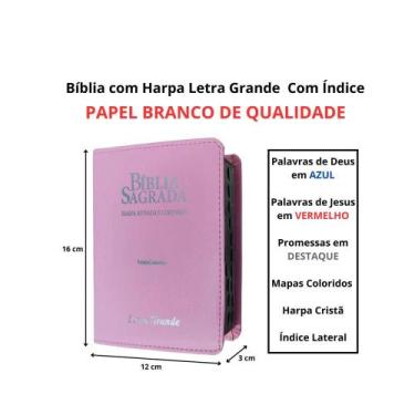 Imagem de Bíblia sagrada com letra grande  arc  harpa e corinhos  média  índice 