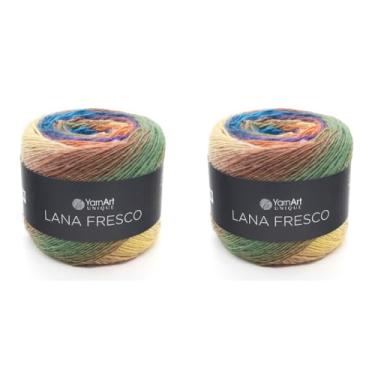 Imagem de YarnArt Lana Fresco 100% fio de lã – Peso fino/esportivo (#2) – 3,52 oz (100 g) / 415 jardas (380 m) por bola – Fio de tricô e crochê de fibra natural macia para suéteres, xales, roupas (2, 8107)