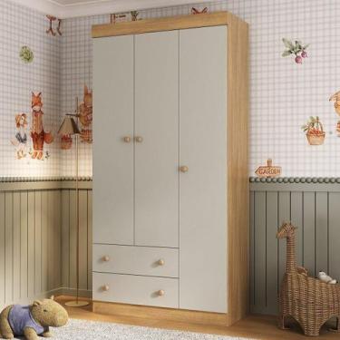 Imagem de Guarda-roupa Infantil 92cm 3 Portas e 2 Gavetas Encanto Multimóveis MP