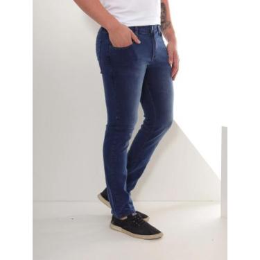 Imagem de Calça Jeans Masculina Skinny Lavagem Escura - Sem Marca, Lavagem escur
