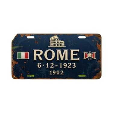 Imagem de Placa De Sinalização De Alumínio Azul Envelhecido Com Design Coliseu E