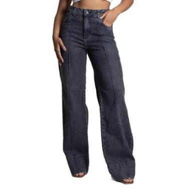 Imagem de Calça Jeans Sawary Wide Leg - 282288 - Preto 42-Feminino