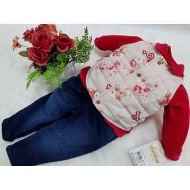 Imagem de Macacão Longo Luxo Paraiso Bebe Menina Plush C/ Denim 10176 - Paraíso,