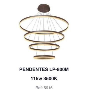 Imagem de Nitrolux Pendente Led Lp-800m 115w 3500k 4 Anel - 5916