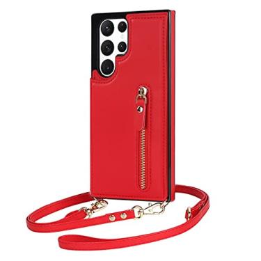 Imagem de Capa transversal para celular para Samsung Galaxy S21 S20 FE S22 Plus Note 20 Ultra Blocking Protect Card Wallet Capa de couro, vermelha, para Galaxy S20 FE