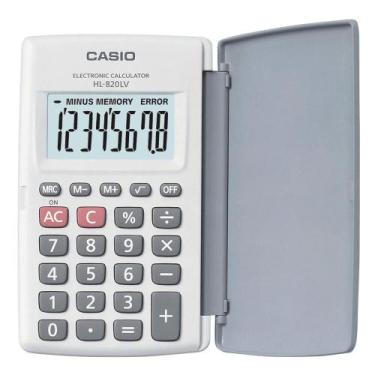 Imagem de Calculadora De Bolso Casio Hl-820Lv Branca Com Tampa 8 Dígitos Visor G