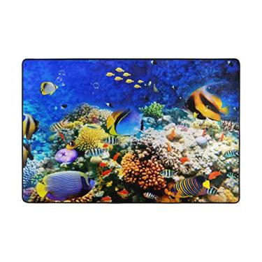 Imagem de My Daily Beautiful Underwater Fish Coral Area Rug 10,1 x 1,8 m, sala de estar, quarto, cozinha, tapete impresso em espuma leve
