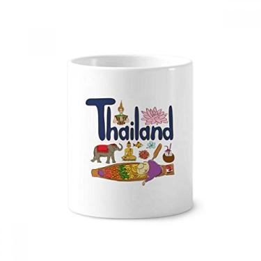 Imagem de Suporte para caneta de escova de dentes com símbolo nacional da Tailândia com suporte de cerâmica