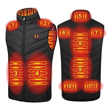 Imagem de Colete Aquecido Masculino Feminino Velo Polar Elétrico Carregamento USB Jaqueta Aquecida Para Pesca Motocicleta Caça Esqui Acampamento, Lavável (Bateria Não Incluída),Preto,M,Pleasant63