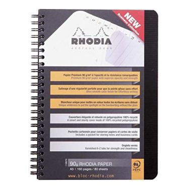 Imagem de RHODIA 119970C – Livro de endereços e agenda telefônica espiral (encadernação integral) A5 preto | 160 páginas – papel Clairefontaine 90 g – capa de polipropileno (plástico) rodiativo