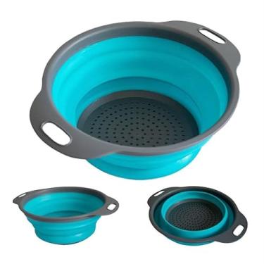 Imagem de Escorredor Redondo de Silicone Retrátil e Dobrável Para Macarrão e Alimentos