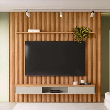 Imagem de painel para tv até 75 polegadas anne 2 pt nature e off white 260 cm