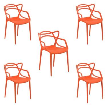 Imagem de Kit 5 Cadeiras Decorativas Sala E Cozinha Feliti (pp) Laranja