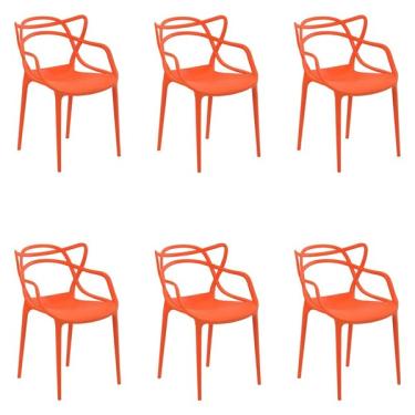 Imagem de Kit 6 Cadeiras Decorativas Sala E Cozinha Feliti (pp) Laranja