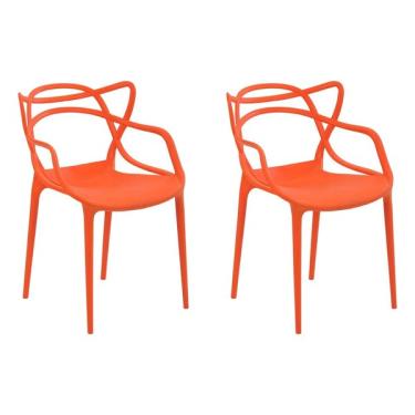 Imagem de Kit 2 Cadeiras Decorativas Sala E Cozinha Feliti (pp) Laranja