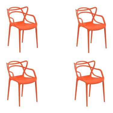 Imagem de Kit 4 Cadeiras Decorativas Sala E Cozinha Feliti (pp) Laranja