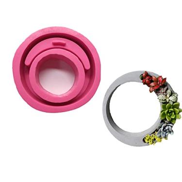 Imagem de Moldes redondos de concreto para vasos de flores para suculentas, moldes de silicone, argila de polímero, molde de gesso, criativo para decoração de jardim