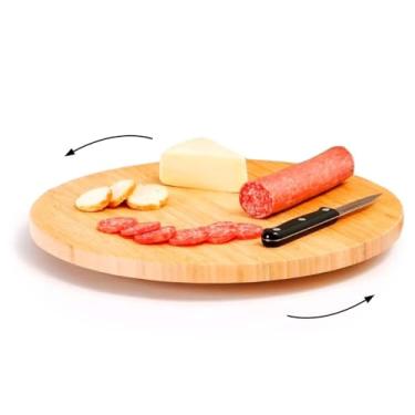 Imagem de Tabua de Bambu Bandeja Centro de Mesa Giratória Petisqueira 32cm