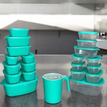 Imagem de Pote de plástico Kit 21 peças Vasilhas Com Tampa Depósito para Aliment