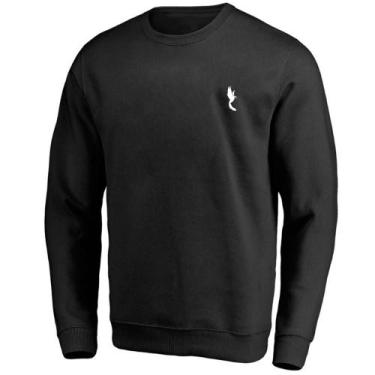 Imagem de Moletom Masculino Polo Blu Sem Capuz Casual Conforto Dia a Dia, Preto,
