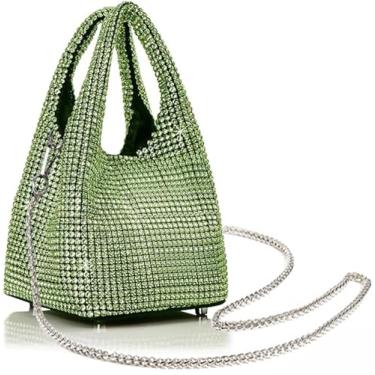Imagem de RZTA Bolsa feminina clutch com strass brilhante triangular para festa de formatura e casamento dos anos 1920, B1 Verde