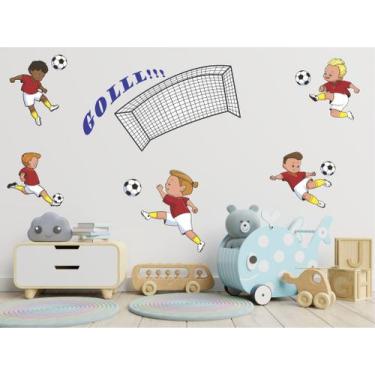 Imagem de Adesivo Parede Futebol Crianças Jogando Campo e Traves - Colakoala Ade