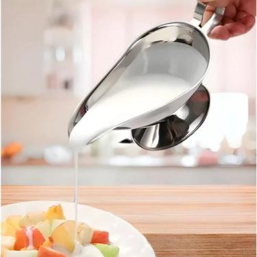 Imagem de Molheira Dispenser Molho Aço Inox Com Alça Para Servir 150ml - Pra vc 