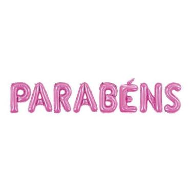 Imagem de Balão de Festa Microfoil 16" 40 cm - "Parabéns" Pink - 1 unidade - Mak