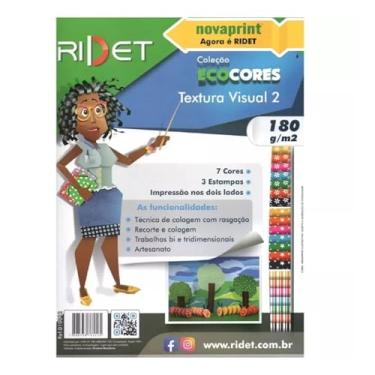 Imagem de Papel Bloco Ecocores A4 Textura Visual 2-7 Cores 3 Estampas 180g 36 folhas Frente e Verso