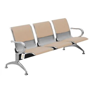 Imagem de Cadeira Longarina Com Est Cromada 3 Lugares Colors Bege