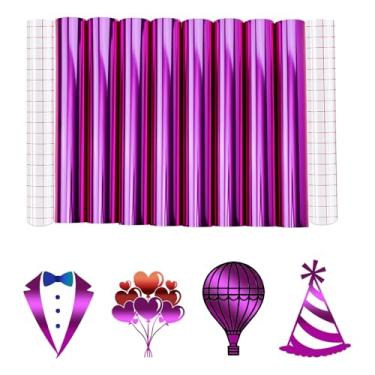 Imagem de Tintnut Vinil permanente metálico - 8 folhas 30,5 x 30,5 cm roxo holográfico permanente vinil adesivo para máquina de corte, material impermeável para decoração de casa autoadesivo
