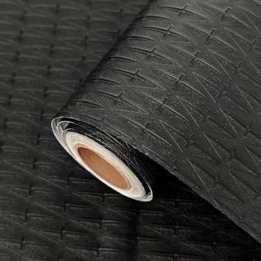 Imagem de Papel de parede preto para destacar e colar papel de parede em relevo 39,9 cm x 998 cm preto texturizado papel de parede autoadesivo removível fácil de remover papel de parede de contato preto para