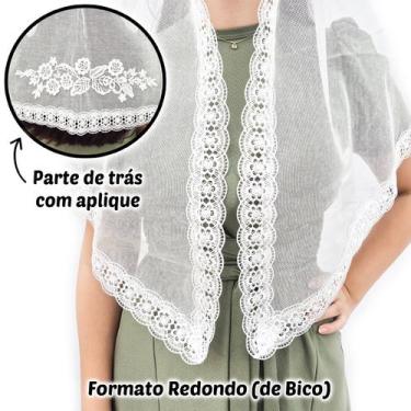 Imagem de Véu Ccb Com Aplique Floral Adulto Congregação Cristã mod. Joana - Cent