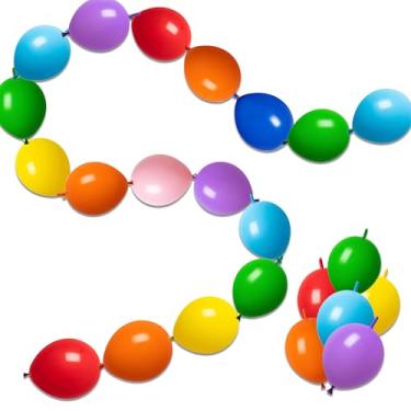 Imagem de 100 Pcs Quick Link Balloons 6 inch, Latex Linking Balloons for Balloon Wall/Balloon Arches/Balloon Chains, Birthday Party Wedding Anniversary Graduation Arch Party Decor (Multi color)