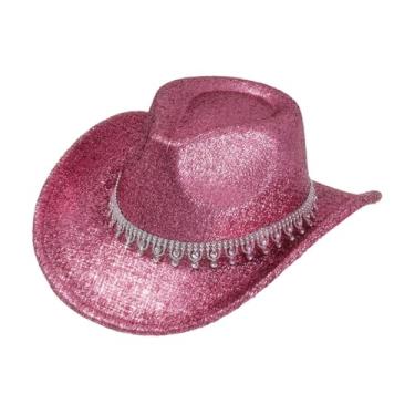 Imagem de YIJU Chapéu de cowboy ocidental Vintage Style Cowgirl Hat for Music Festival Party Holiday, Rosa