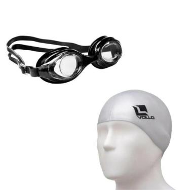 Imagem de Kit Natação Touca Silicone + Óculos Adulto Com Vedação Vollo, Touca pr