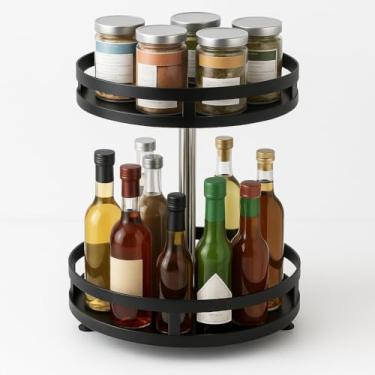 Imagem de Organizador Multiuso Giratório 360°, CorPreto, Compacto e Funcional, Ideal para Temperos, Maquiagem, Cosméticos, Higiene e Papelaria, Design Moderno para Bancadas e Pias