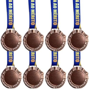 Imagem de Kit 100 Medalhas, Medalha Honra ao Mérito Esportes, Premiação Medalha 60mm Brilhante, com Cordão Personalizado (Bronze)