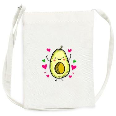 Imagem de BJDAMAI Mini bolsa de lona para adolescentes e meninas, pequena bolsa com alça de ombro para celular, chaves, batom, moeda!, Abacate