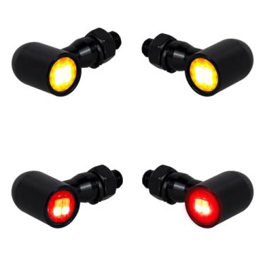 Imagem de NTHREEAUTO Sinais de seta para motocicleta, luz de seta de LED frontal e traseira universal, mini pisca-pisca, luzes traseiras de freio compatíveis com Harley Honda, Suzuki, Triumph Yamaha - 4 peças