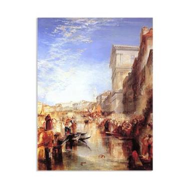 Imagem de Arte de parede em tela pinturas famosas pôster de belas artes O Grande Canal Veneza impressões famosas pinturas a óleo reprodução imagens para decoração de sala de estar 65 x 50 cm (26 x 19 pol) sem