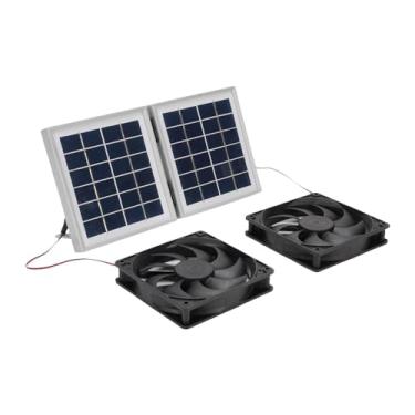 Imagem de WeiLaiKeQi Exaustor solar IP65 à prova d'água, prático e resistente, 10 W 5 V, exaustor alimentado por placa solar para galinheiro, estufa externa, Cinza