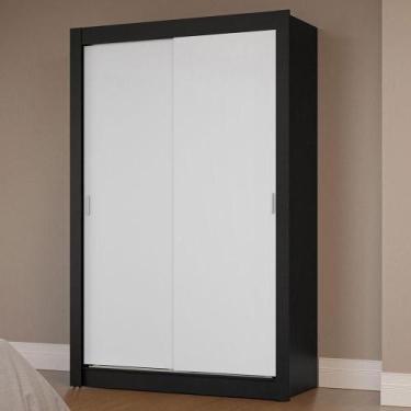 Imagem de Guarda-Roupa Solteiro 2 Portas Correr Preto/Branco - MADESA