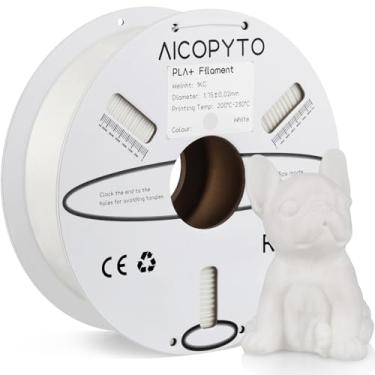 Imagem de AICOPYTO Filamento Pla Plus (Pla+) De 1,75 Mm, Mais Resistente E Forte, Para Impressora 3D, Bobina 1 Kg (2,2 Lbs), Branco, Com Probabilidade Precisão Dimensional +/- 0,02 Adequado A Maioria Das Impr