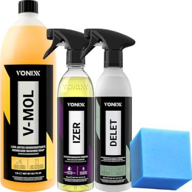 Imagem de KIT DESCONTAMINANTE FERROSO IZER SHAMPOO XAMPO V-MOL DELET RESTAURADOR DE PNEUS E BORRACHAS VONIXX