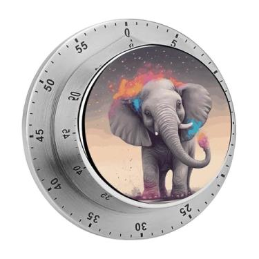 Imagem de Cronômetro magnético de aço inoxidável com desenho animado, de elefante, para cozinha, com alarme para forno de cozinha
